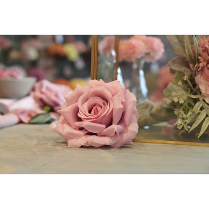 Feestbazaar 4 Oud Roze Ivoor Rozen Koppen (11x6cm)