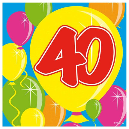 Feestbazaar 40 Jaar Servetten Balloons 25x25cm - 20 stuks