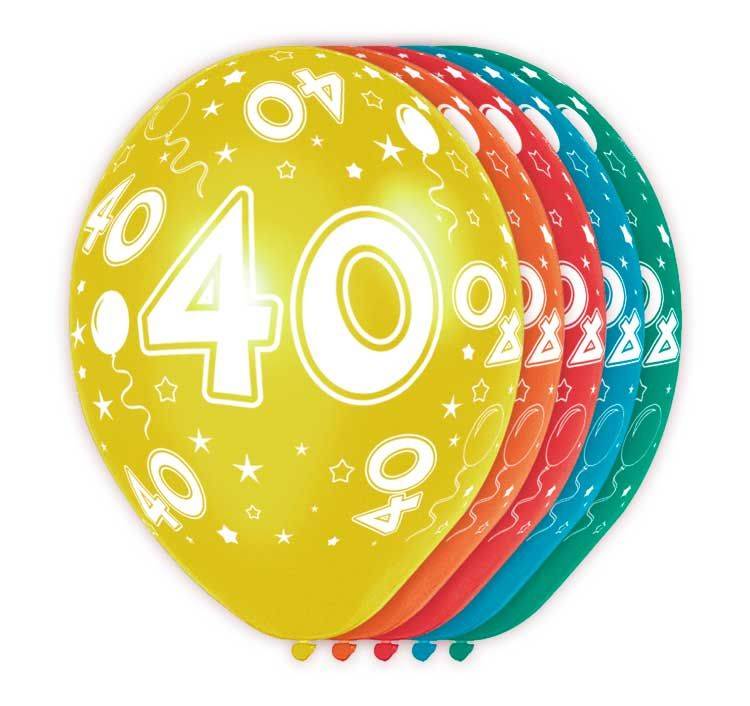 Feestbazaar 40 jaar verjaardag ballonnen (5st)