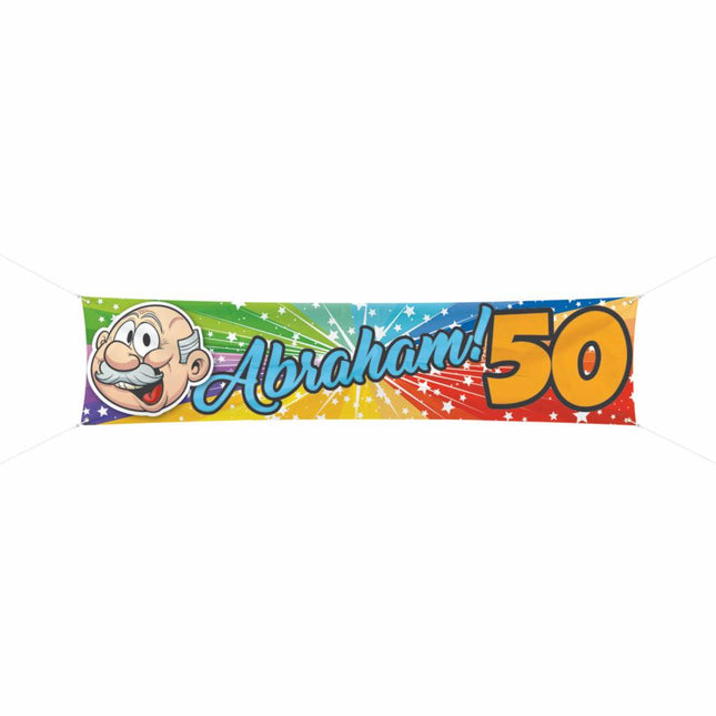 Feestbazaar 50 Jaar Abraham Regenboog Spandoek - 180x40cm