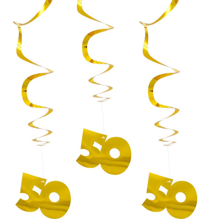 Feestbazaar 50 Jaar Hangdecoratie Goud Set - 3 Stuks