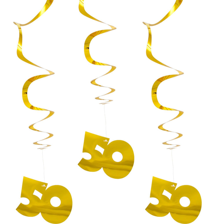 Feestbazaar 50 Jaar Hangdecoratie Goud Set - 3 Stuks