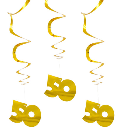 Feestbazaar 50 Jaar Hangdecoratie Goud Set - 3 Stuks
