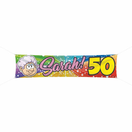 Feestbazaar 50 Jaar Sarah Regenboog Spandoek - 180x40cm