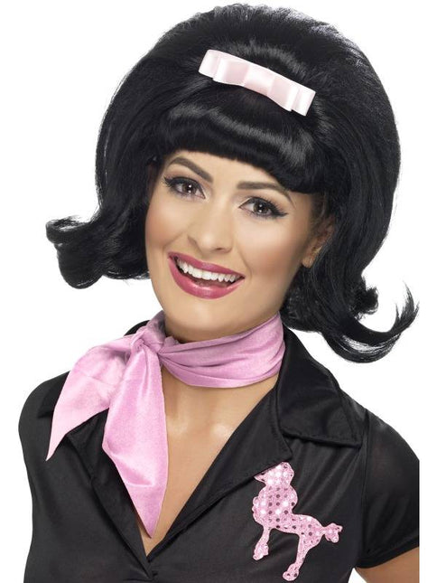 Feestbazaar 50's pruik zwart Antje