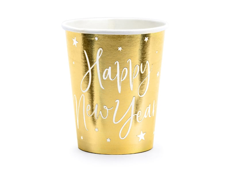 Feestbazaar 6 Cups Happy New Year goud 220ml