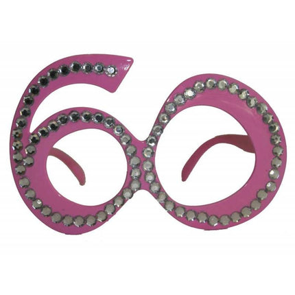Feestbazaar 60 Jaar Bril Roze Diamantframe