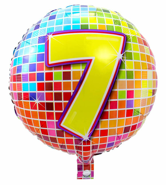 Feestbazaar 7 jaar Birthday Blocks folieballon - 43 cm