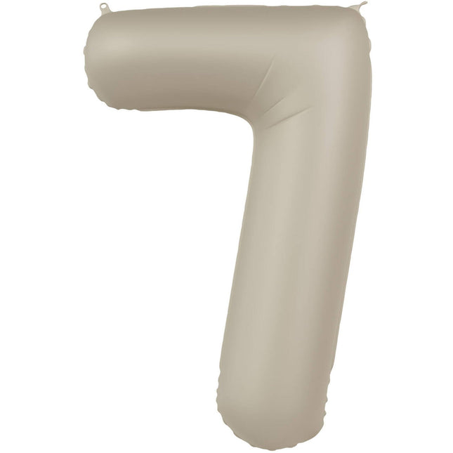 Feestbazaar 7 jaar folieballon Creamy Latte Mat Nude (86cm)