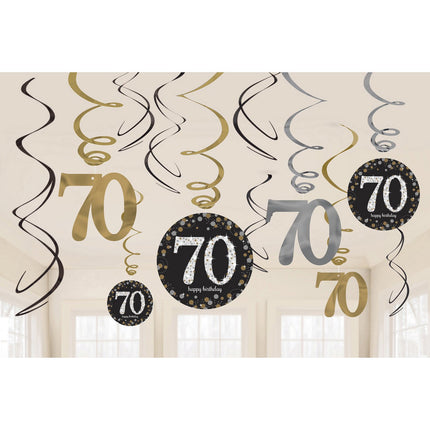 Feestbazaar 70 Jaar Hangdecoratie Swirlset Zilver/Goud