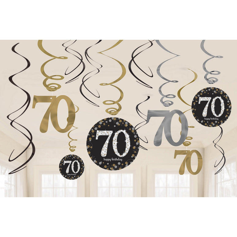 Feestbazaar 70 Jaar Hangdecoratie Swirlset Zilver/Goud