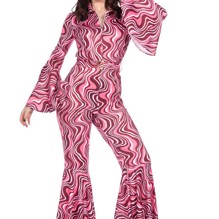 Feestbazaar 70's Catsuit Disco Diva Roze