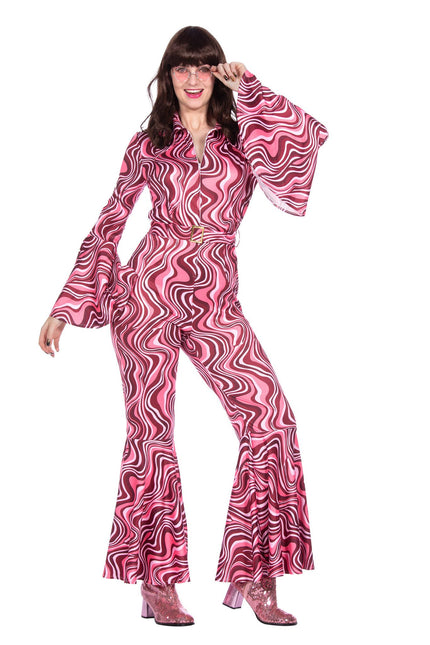Feestbazaar 70's Catsuit Disco Diva Roze