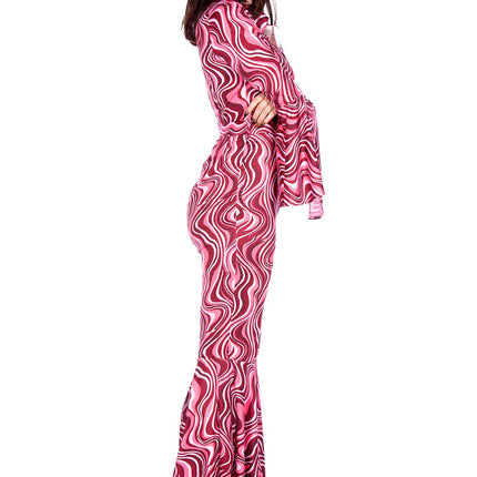 Feestbazaar 70's Catsuit Disco Diva Roze