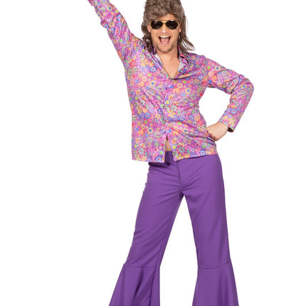 Feestbazaar 70's Hippie Blouse Paars Heren