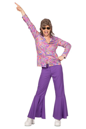 Feestbazaar 70's Hippie Blouse Paars Heren