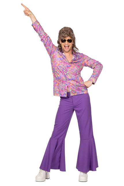 Feestbazaar 70's Hippie Blouse Paars Heren