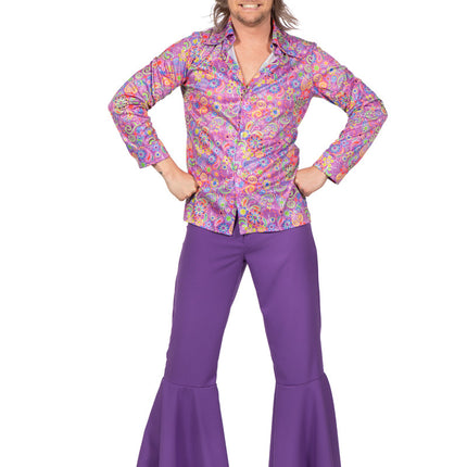 Feestbazaar 70's Hippie Blouse Paars Heren