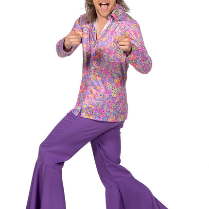Feestbazaar 70's Hippie Blouse Paars Heren