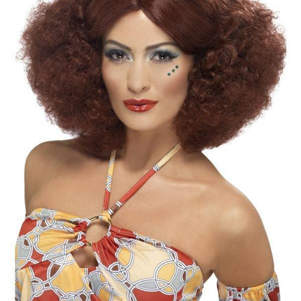 Feestbazaar 70's pruik curly bruin