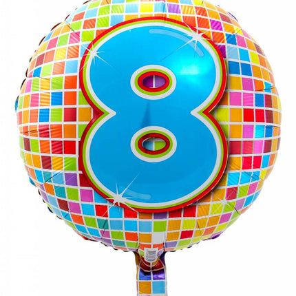 Feestbazaar 8 jaar Birthday Blocks folieballon - 43 cm