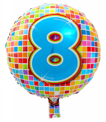 Feestbazaar 8 jaar Birthday Blocks folieballon - 43 cm