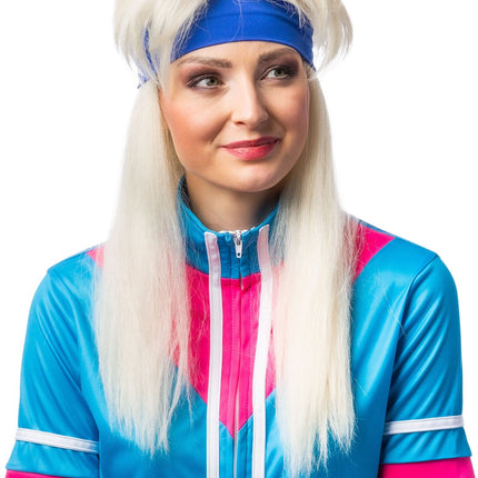 Feestbazaar 80's Aerobics Pruik Blond met Hoofdband