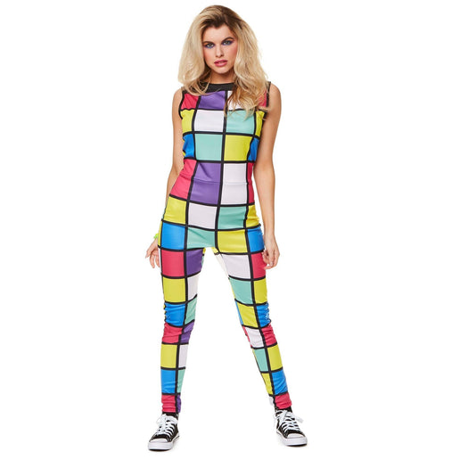 Feestbazaar 80's Disco Rubiks Cube Jumpsuit Dames