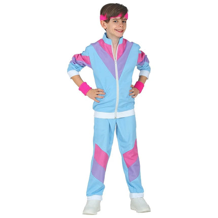 Feestbazaar 80's Disco Trainingspak Kind Blauw
