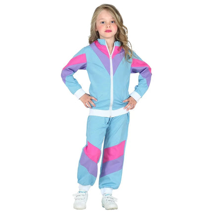 Feestbazaar 80's Disco Trainingspak Kind Blauw