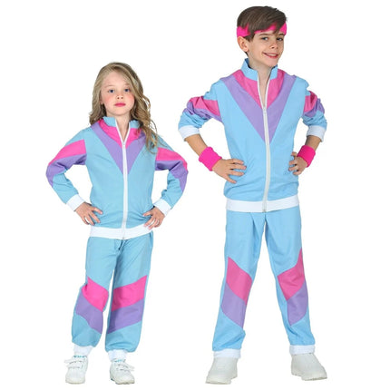 Feestbazaar 80's Disco Trainingspak Kind Blauw