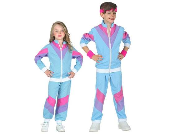 Feestbazaar 80's Disco Trainingspak Kind Blauw
