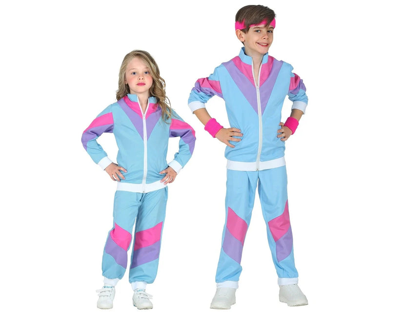 Feestbazaar 80's Disco Trainingspak Kind Blauw