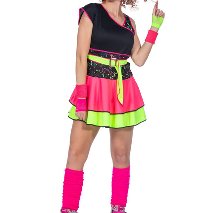 Feestbazaar 80's Jurkje Neon Dames Multikleur