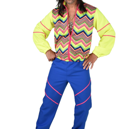 Feestbazaar 80's Neongeel/Blauw Zigzag Pak Heren
