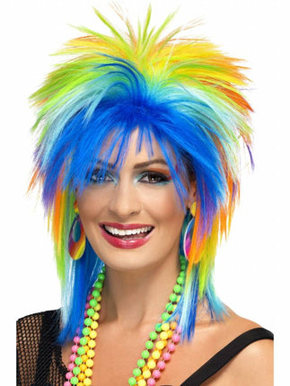 Feestbazaar 80´s Rainbow punk pruik