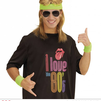 Feestbazaar 80's zweetband set neon groen