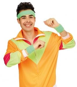 Feestbazaar 80's zweetband set neon groen