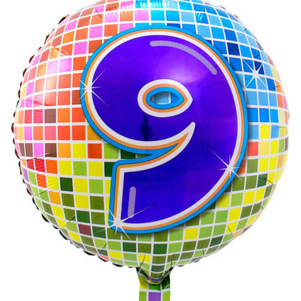 Feestbazaar 9 jaar Birthday Blocks folieballon - 43 cm