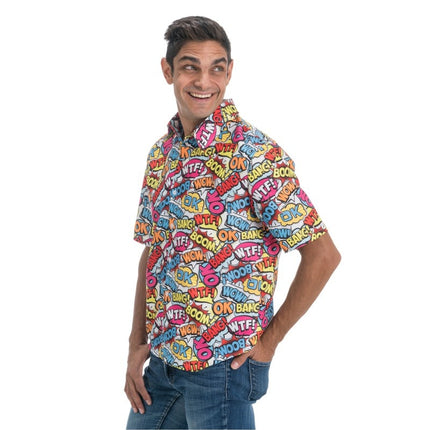 Feestbazaar 90's Blouse Cartoon gekleurde Tekstwolkjes