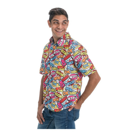 Feestbazaar 90's Blouse Cartoon gekleurde Tekstwolkjes
