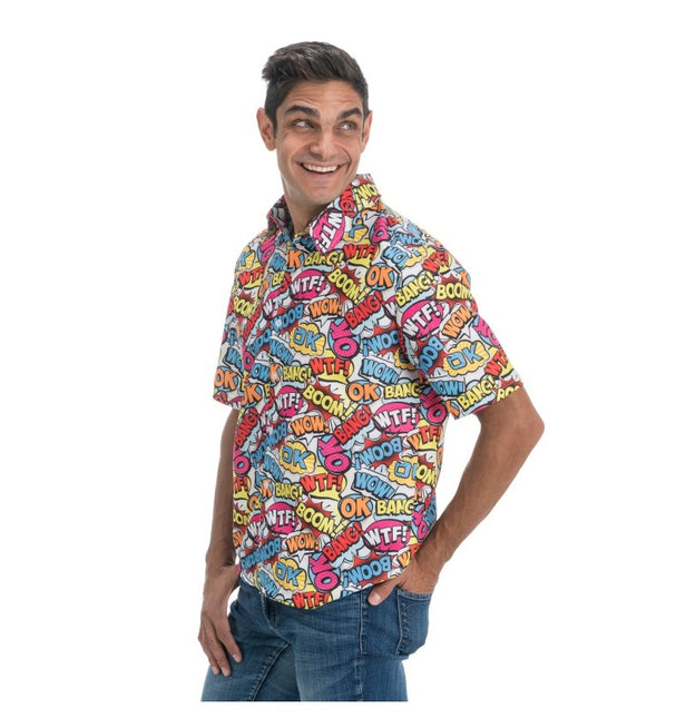 Feestbazaar 90's Blouse Cartoon gekleurde Tekstwolkjes
