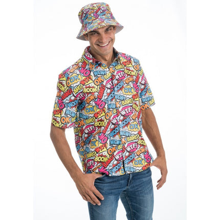 Feestbazaar 90's Blouse Cartoon gekleurde Tekstwolkjes