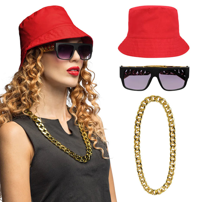 Feestbazaar 90's Hip Hop Accessoires Set