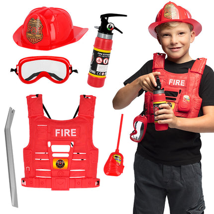 Feestbazaar Accessoireset met Vest Brandweer Kind 6-delig