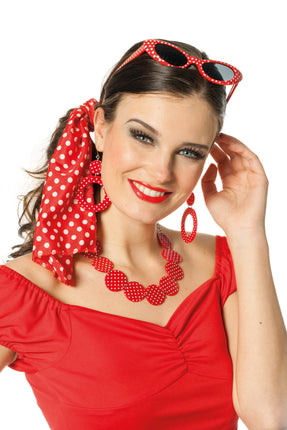 Feestbazaar Accessoireset Rock and Roll Rood Vrouw 4-delig