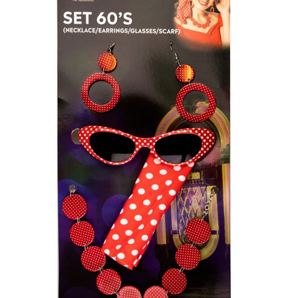Feestbazaar Accessoireset Rock and Roll Rood Vrouw 4-delig