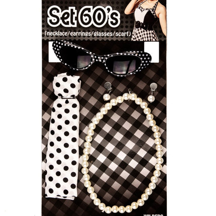 Feestbazaar Accessoireset Rock 'n Roll Zwart/Wit 4-delig