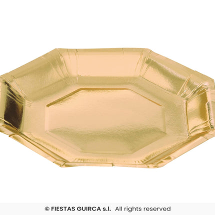 Feestbazaar Achthoekige Bordjes Metallic Goud (6st)