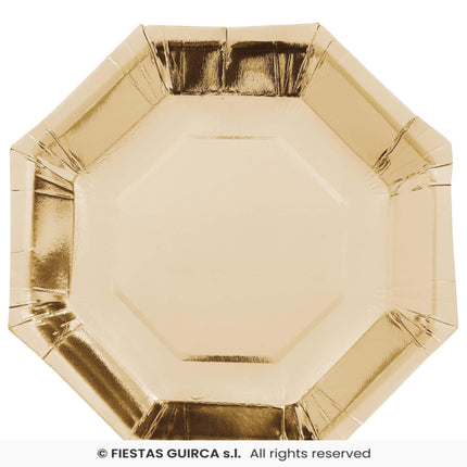 Feestbazaar Achthoekige Bordjes Metallic Goud (6st)
